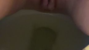 Pierced toilet piss with tiny farts
