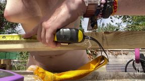 Naked Woodworking in My Shared Access, Very Overlooked Garden That 5 Sets of Neighbours Can See Into!