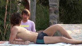 Sunbathing by the lake twink fucked by a passer-by