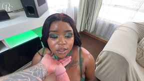 busty black slut offers her services to the white guy next door