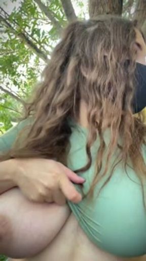 flashing my big natural boobs in the park