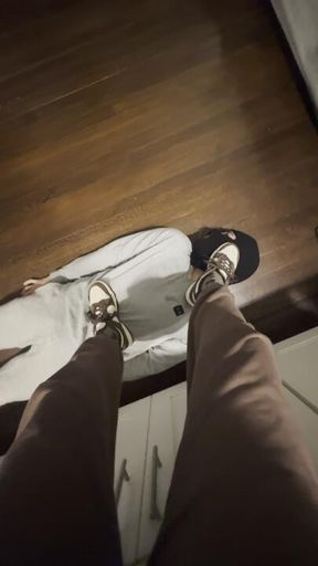 Humiliating and trampling My ashtray in Sneakers