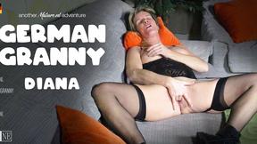 ”Horny German gilf Diana fingers her mature twat & has an orgasm”