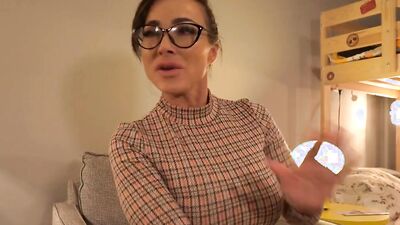 FAKE FAMILY 18 Teen Step-sister Creampie Caught by MILF Teacher at College