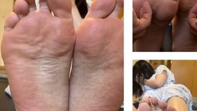 Mixed Heritage Beauty with Greek feet Size 10. 5 Ultra Sensitive Sole Tickling Feet Comparison; 15 minutes 33 seconds