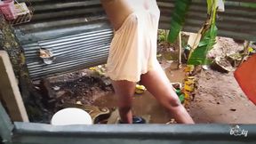 Teenage Naughty Desi Village Girl Bathes in the Outdoors and Watches Secretly