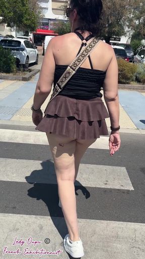 I Take off My Thong in Public and Show off in Micro Skirt with Anal Plug