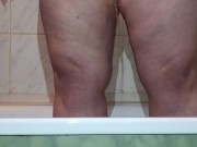 BBW MILF mom peeing in the shower in slow motion