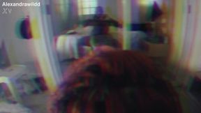 Curly-haired amateur goddess bounces on toy while getting face-hammered