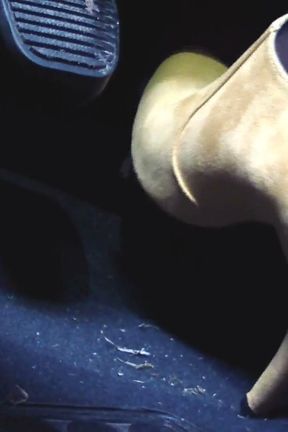 Revving in Yellow Boots and Black Pantyhose