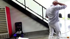 Upskirt pussy flashing with cassidy klein behind the scenes on porn set