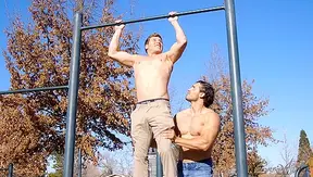 Muscle Men Drenched in Sweat Pump Each Other Wildly Outdoors – CorbinFishers 18+