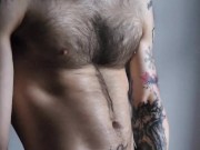 Straight muscle punk jacking off and coming in front of his window because he dont give a fuck.