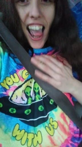 Public Masturbation Car Play! Hairy Hippie Slut Gym Pants Tie Dye Flashes PinkMoonLust on ONLYFANS!
