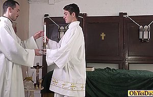 Old priest lets twink lick his big cock and fucks him