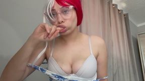 Hiccup naked in cosplay costume and masturbating