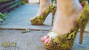 Spike Heels Walking On Concrete With Bare Legs - sd wmv