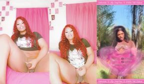Trans beats her thick BBC with jizz splashing from the back