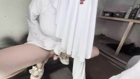 Spooky Outdoor Adventure: POV Encounter with a Playful Ghost in a Costume!