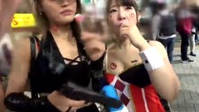 No-Panty Bunny Captures Police Officer's Waistline - Hot Duo Stirs Up Halloween Orgy