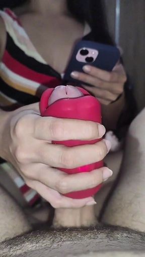 POV - Big Cock and Hot Brunette Wanking of Greedy Pussy