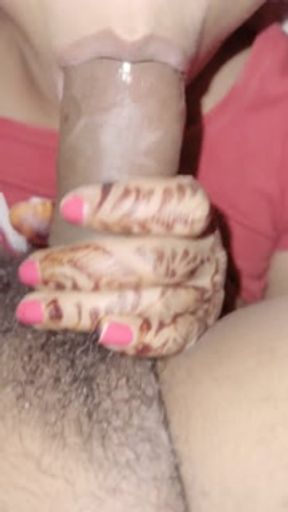 Desi bhabhi giving blowjob devar with hand mehandi karwa chauth special