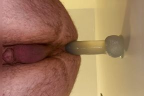 Anal Steve Taking a Huge Dildo up His Ass in Multiple Positions with Creampie Explosion in His Ass at the End