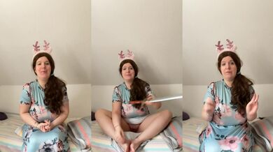 Lois Sacksex shows her plump shaved pussy in demonic Christmas parody