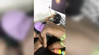 Young black twink bareback fucked by muscular guy with big cock