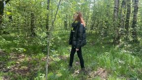A girl in new shoes was walking along a forest path, at some point she realized that she had fallen into a glue trap with her shoes and could not free her feet from the glue