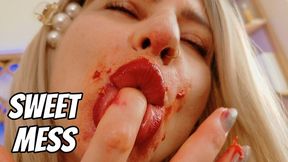 Berry Tease! Crushed Raspberries on My Nipples and Lips