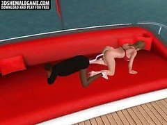 Sexy 3D cartoon shemale tit fucked by ebony stud