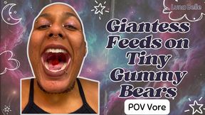 Giantess Feeds on Tiny Gummy Bears