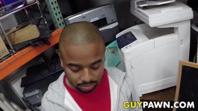 Black dude hardcore ass fucked in spitroast 3way in pawnshop
