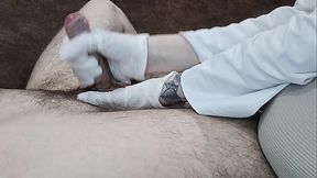 White girl dominates and cums on uncut cock in private clinic