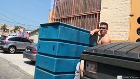 Adam Russo enjoys a BJ between the dumpsters