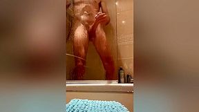 Hot And Steamy Shower Wank Two - Amateur Cumming Big Dick Married Straight Guy. Wanking To Cum