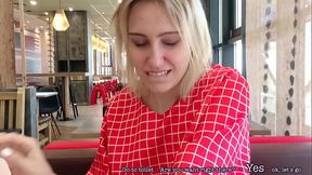 Mc'_Donalds Public Doggy &amp_ Blowjob with Cum on Tits in Toilet