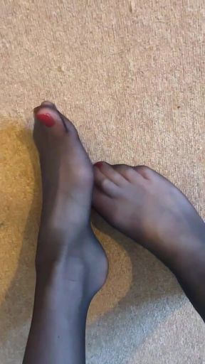 Loving My New Slutty Red Nail Polish on My Toes