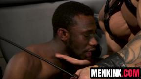 ”black cock sub Parker Paynes inverted gagging as Arad Winwin fills his throat”