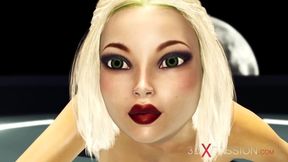 Sci-fi shemale fucks girl in space station massive cock anal ride