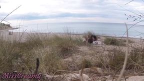 French Teacher slutty blowjob amateur filmed by stranger at nude beach ending with a cum shot - MissCreamy