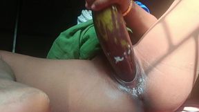 Desi Girl Masturbating with Brinjal