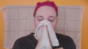 Nose Honking and Blowing with Hanky and Pink Hair