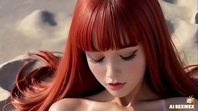 Fucking attractive green eyed girl on the beach in front of people | Virtual Sex [AI generated]