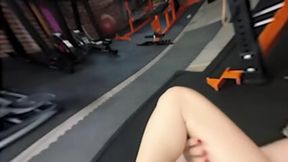 Rachel Starr gets her cardio fuck on at the gym, sweatin' up a storm.