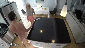 Petite hot nanny gets caught giving a deepthroat blowjob