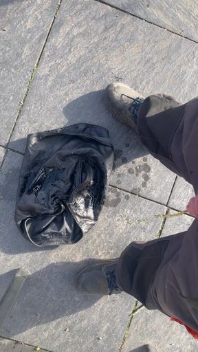 Piss on real leather skirt, horny comments please.