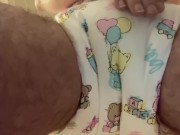 Diaper boy pees in a cute abdl diaper