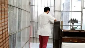 Nurse showers amputee with love in steamy bathroom